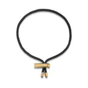 Nialaya Men's Black String Bracelet with Adjustable Gold Lock Black, H...