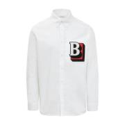 Burberry Bomullsskjorta med broderade detaljer White, Herr