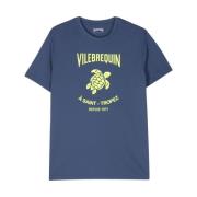 Vilebrequin Tvättad T-shirt med Yacht Design Blue, Herr