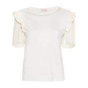 Liu Jo Dam T-shirt med Volanger och Strass White, Dam