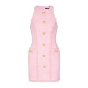 Balmain Gingham tweedklänning Pink, Dam