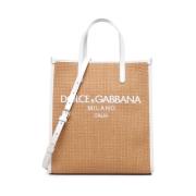 Dolce & Gabbana Beige Vävd Raffia Shoppingväska Brown, Dam