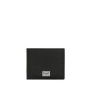 Dolce & Gabbana Svart Läder Bi-Fold Plånbok med Logoplakett Black, Her...