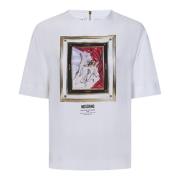 Moschino Vit Skjorta med Grafiskt Tryck och Guld Dragkedja White, Dam