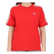 Adidas Originals Röd dam T-shirt med vita ränder Red, Dam