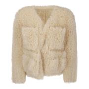 ACT N°1 Mini Ruffle Bomber Jacka Beige, Dam