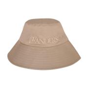 JW Anderson Justerbar bucket hatt med tonal logo Beige, Dam