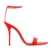 Casadei Röda Tiffany glansiga sandaler med klack Red, Dam