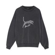 Anine Bing Leopard Print Sweatshirt Black, Dam