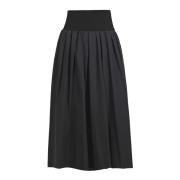 Ottod'Ame Lång kjol i canvas med elastisk midja Black, Dam