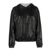 Saint Laurent Läderhoodie Black, Dam