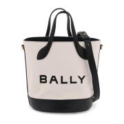 Bally Canvas Bucket Väska med Logotyptryck White, Dam