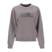 MM6 Maison Margiela Sweatshirt med numeriskt logotryck Gray, Dam