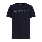 Marni Marinblå Logo T-Shirt Blue, Herr