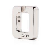 Gucci Chunky Hoop Örhänge med Präglad Logotyp Gray, Dam