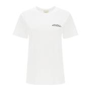 Isabel Marant Ekologisk Bomull Logo Broderad T-Shirt White, Dam