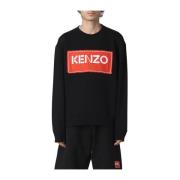 Kenzo Svart Bomullströja med Röd Kenzo Logo Black, Herr