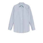 Stella McCartney Bomullsskjorta med silkesbaksida Blue, Dam