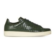 Tom Ford Gröna Sneakers med Gyllene Logotyp Green, Herr