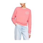 Tommy Hilfiger Luxe Reg Prep Sweatshirt med autentiskt tryck Pink, Dam