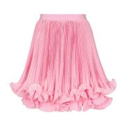 Balmain Veckad kjol med volanger Pink, Dam