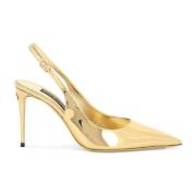 Dolce & Gabbana Spegel Effekt Slingbacks Yellow, Dam