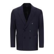 Etro Randig Ull Dubbelknäppt Blazer Blue, Herr