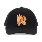 Palm Angels Burning Monogram Baseball Cap Black, Herr