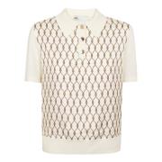 Tory Burch Ny Ivory Brown Knot Siden Polo Beige, Dam