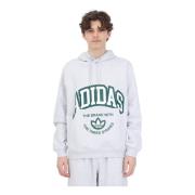 Adidas Originals Grå Hoodie med Logotryck för Herrar Gray, Herr