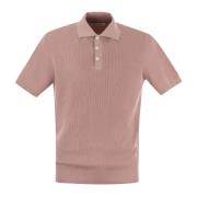 Brunello Cucinelli Räfflad bomullspolo-stil tröja Pink, Herr
