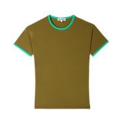 Sunnei Mörkblå Stretch T-Shirt med Kontrastkanter Green, Herr