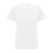 Isabel Marant Étoile Broderad Logotyp Ekologisk Bomull T-shirt White, ...