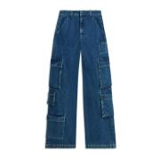 Axel Arigato Cargo Jeans med Mismatched Fickor Blue, Dam