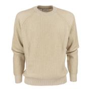 Brunello Cucinelli Lyxig Cashmere Crew Neck Sweater Beige, Herr