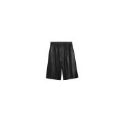 Ami Paris Läder Bermuda Shorts Black, Herr