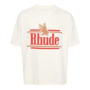 Rhude Vit Bomull T-shirt med Logotryck White, Herr