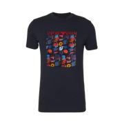 Emporio Armani Bomull Jersey T-shirt med Koordinerad Patch Print Blue,...