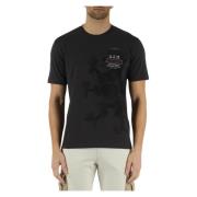 Aeronautica Militare Bomull T-shirt med Front Logo Brodyr Black, Herr