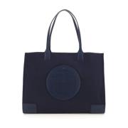 Tory Burch Ella Tote Bag med läderinlägg Blue, Dam