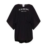Iceberg Enfärgad klänning med fjärilsärmar och kontrasterande främre b...