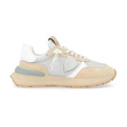 Philippe Model Beige Suede Antibes Sneaker med Silver Mesh Beige, Dam