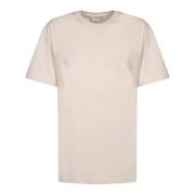 JW Anderson Bomullsrundhalsad T-shirt med logga Beige, Dam