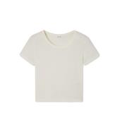 American Vintage Kortärmad Rundhalsad Bomull T-Shirt - Vit White, Dam