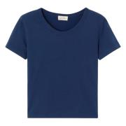 American Vintage Navy Kortärmad Rundhalsad T-Shirt Blue, Herr