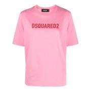 Dsquared2 Rosa Bomull T-shirt med Logotryck Pink, Dam
