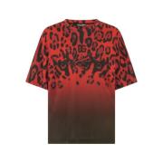 Dolce & Gabbana Röd Leopardtryck Bomull Jersey T-shirt Multicolor, Her...