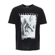 Valentino Svart bomull T-shirt med logotryck Black, Herr