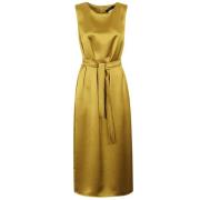 Max Mara Weekend Senapsgul Satin Midi Klänning Yellow, Dam