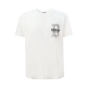 Dondup Vit Crew-neck T-shirt med Logotyp White, Herr